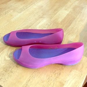 Ladies peep toe pink Crocs